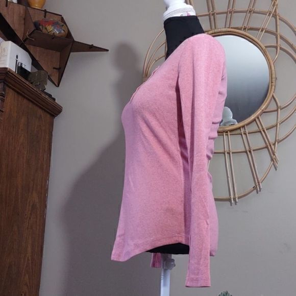 G.H Bass & Co. Henly Button Neck Salmon Pink Long‎ Sleeve Sz S - Picture 3 of 11